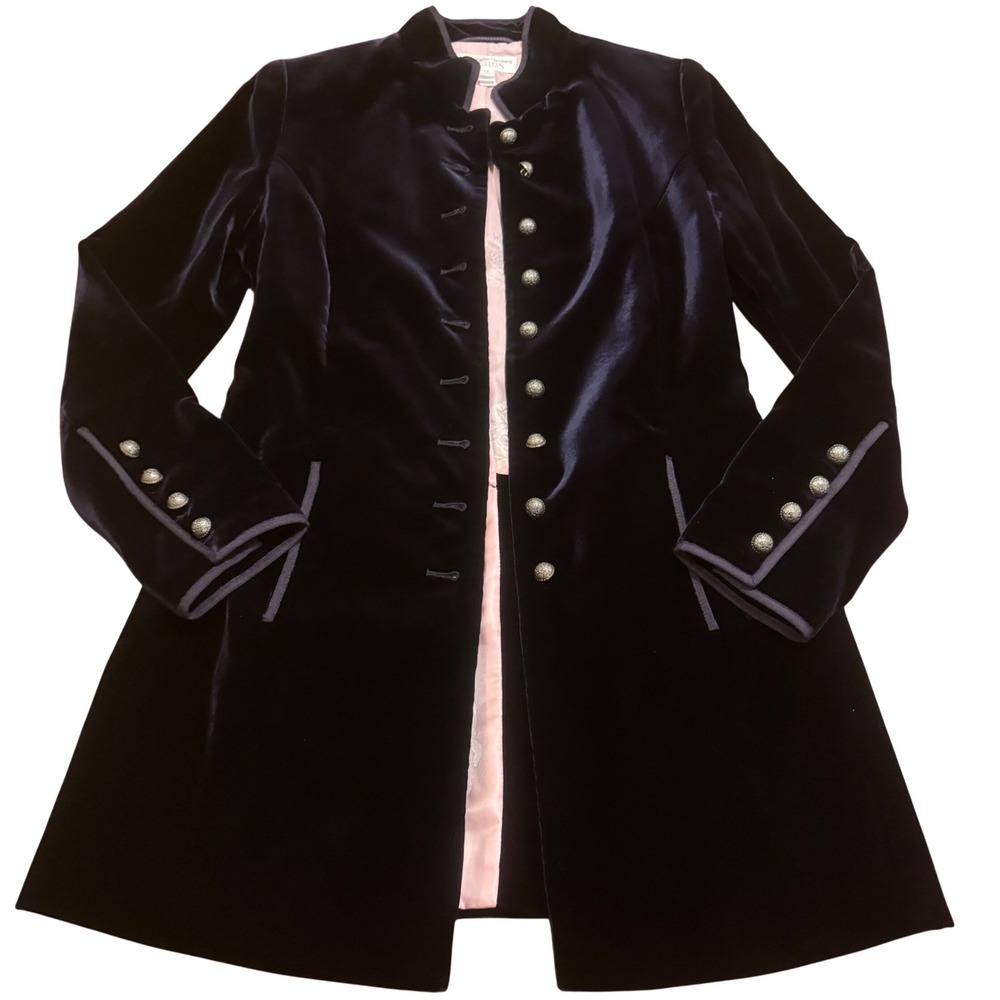 Vintage Susanne von Dörnberg Country Classics Navy Velvet Military Frock Coat 36